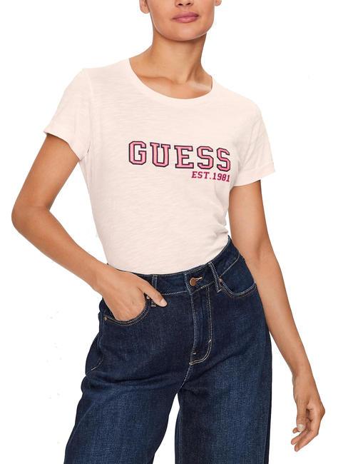 GUESS COLLEGE T-Shirt mit Logoeinsatz Zurückhaltendes Rosa - T-Shirts und Tops für Damen