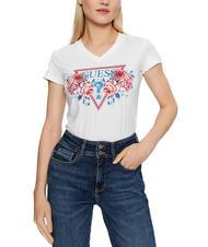 GUESS ROSES TRIANGLE T-Shirt mit Rosendruck - T-Shirts und Tops f&uuml;r Damen