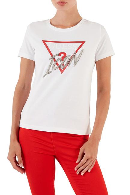 GUESS ICON T-Shirt mit Pailletten purweiß - T-Shirts und Tops für Damen