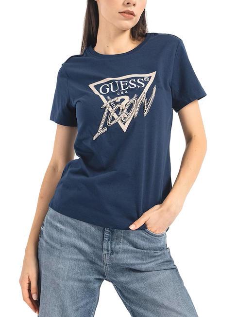 GUESS ICON T-Shirt mit Pailletten blau geschwärzt - T-Shirts und Tops für Damen