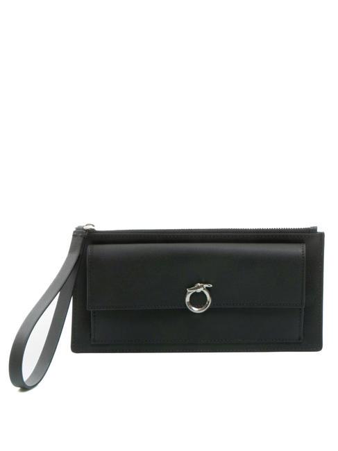 TRUSSARDI OBELIA Clutch-Geldbörse aus recyceltem Leder SCHWARZ - Brieftaschen Damen