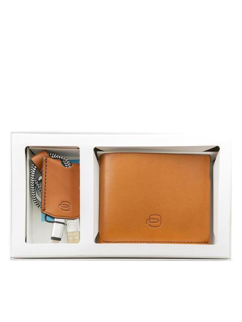 PIQUADRO BAGMOTIC KIT Ledergeldbörse + Schlüsselanhänger mit USB Leder / blau - Brieftaschen Herren