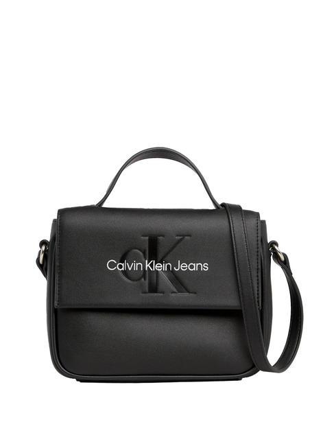 CALVIN KLEIN CK JEANS SCULPTED MONO Handtasche mit Schultergurt Schwarz/Metallic-Logo - Damentaschen