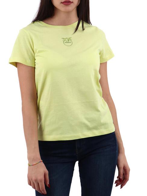 PINKO BUSSOLOTTO T-Shirt mit Liebesvögel-Stickerei Chicorée-Endivie - T-Shirts und Tops für Damen
