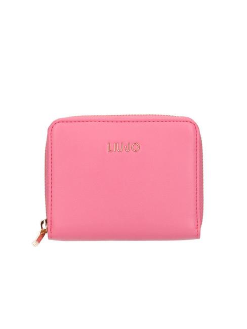 LIUJO METALLIC LOGO Mittelgroße Geldbörse mit umlaufendem Reißverschluss Dame rosa - Brieftaschen Damen