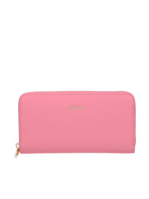 LIUJO METALLIC LOGO Große Geldbörse mit umlaufendem Reißverschluss Dame rosa - Brieftaschen Damen