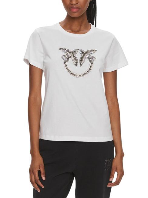 PINKO QUENTIN T-Shirt mit Schmuckapplikation Weisse Wolke - T-Shirts und Tops für Damen