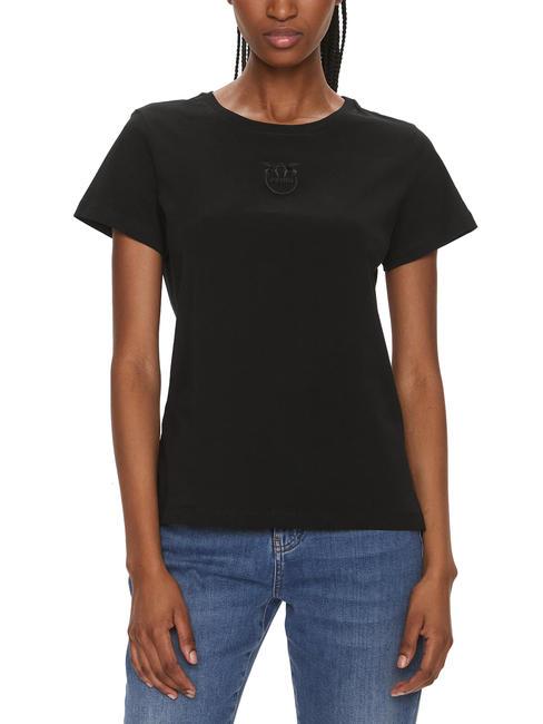 PINKO BUSSOLOTTO T-Shirt mit Liebesvögel-Stickerei schwarze Limousine - T-Shirts und Tops für Damen