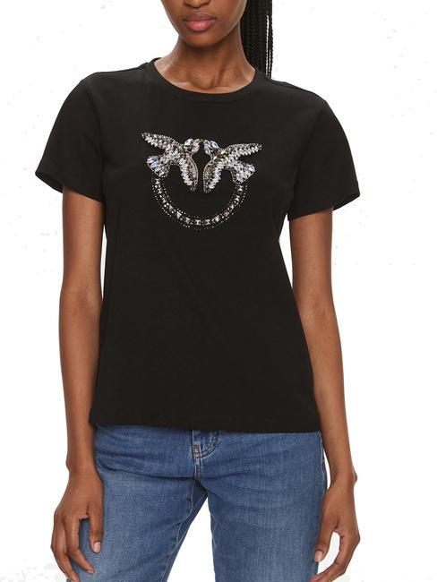 PINKO QUENTIN T-Shirt mit Schmuckapplikation schwarze Limousine - T-Shirts und Tops für Damen