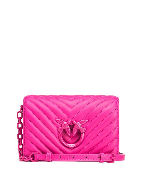 PINKO LOVE CLICK CHEVRON Mini-Schultertasche aus Leder rosa Pinko-Block-Farbe - Damentaschen