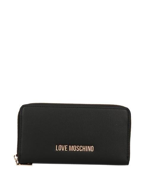 LOVE MOSCHINO GOLD LOGO Geldbörse mit umlaufendem Reißverschluss Schwarz - Brieftaschen Damen