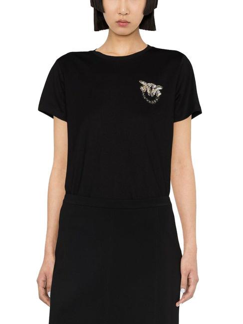 PINKO NAMBRONE T-Shirt mit Schmuckapplikation schwarze Limousine - T-Shirts und Tops für Damen