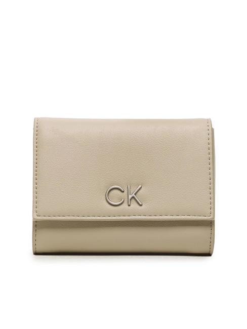 CALVIN KLEIN RE-LOCK Mittelgroße dreifach faltbare Geldbörse Steinbeige - Brieftaschen Damen
