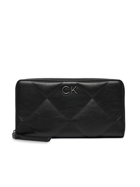 CALVIN KLEIN RE-LOCK QUILT Große Geldbörse mit umlaufendem Reißverschluss ck schwarz - Brieftaschen Damen