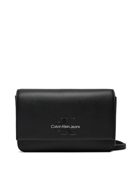 CALVIN KLEIN CK JEANS SCULPTED Umhängetasche mit Geldbörse Schwarz/Metallic-Logo - Brieftaschen Damen