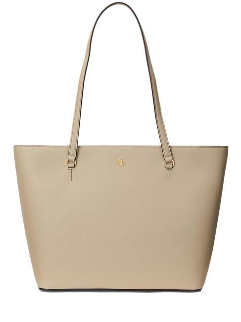 RALPH LAUREN KARLY Einkaufstasche aus Leder hell beige - Damentaschen