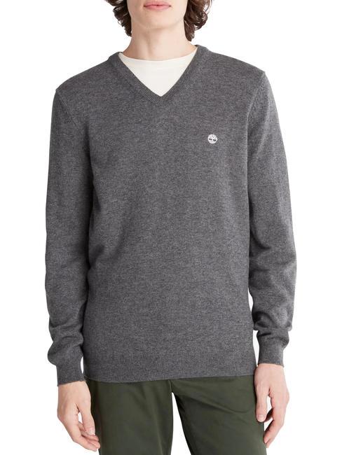 TIMBERLAND MERINO Pullover mit V-Ausschnitt aus Wollmischung dunkel / grau / meliert - Herrenpullover