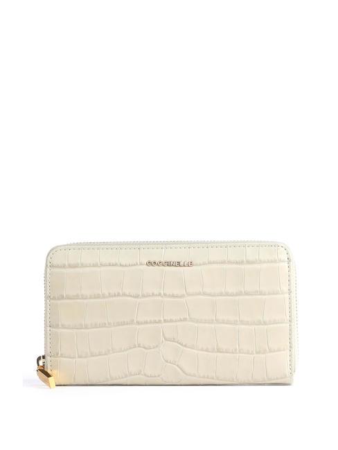 COCCINELLE METALLIC Croco Shiny Soft Geldbörse mit umlaufendem Reißverschluss Maulbeere - Brieftaschen Damen