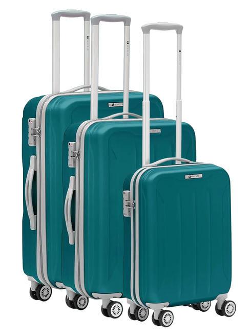 R RONCATO FLIGHT 3er-Set Handgepäck-Trolleys, mittel, groß hellblau - Trolleyset