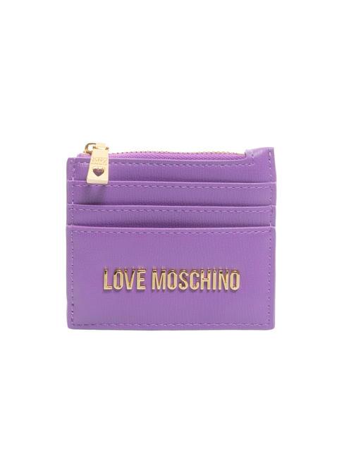 LOVE MOSCHINO METALLIC LOGO Flaches Kartenetui mit Reißverschluss Viola - Brieftaschen Damen