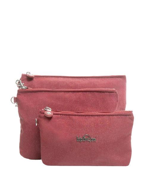 KIPLING IAKA L WRISTLET Trio-Clutch mit Manschette karminroter Glitzer - Damentaschen