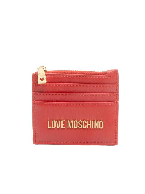 LOVE MOSCHINO METALLIC LOGO Flaches Kartenetui mit Reißverschluss ROT - Brieftaschen Damen