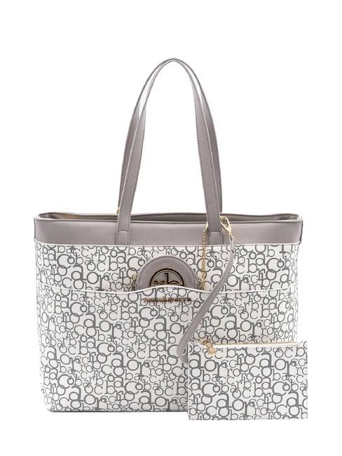 ROCCOBAROCCO GIADA Einkaufstasche mit Schultergurt grau weiß - Damentaschen