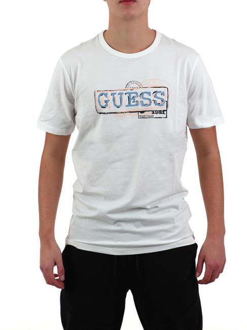 GUESS BOX T-Shirt aus Stretch-Baumwolle purweiß - Herren-T-Shirts