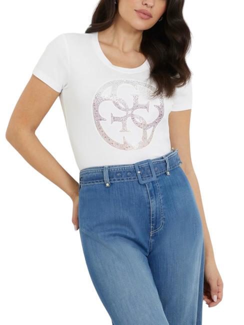 GUESS 4LOGO T-Shirt mit 4G-Logo purweiß - T-Shirts und Tops für Damen