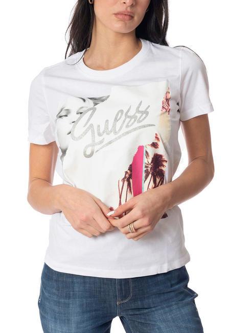 GUESS COLLAGE T-Shirt mit Aufdruck weißer Palmendruck - T-Shirts und Tops für Damen