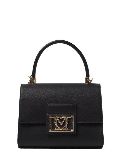 LOVE MOSCHINO LOGO PLAQUE CHAIN Mini-Handtasche mit Schultergurt Schwarz - Damentaschen