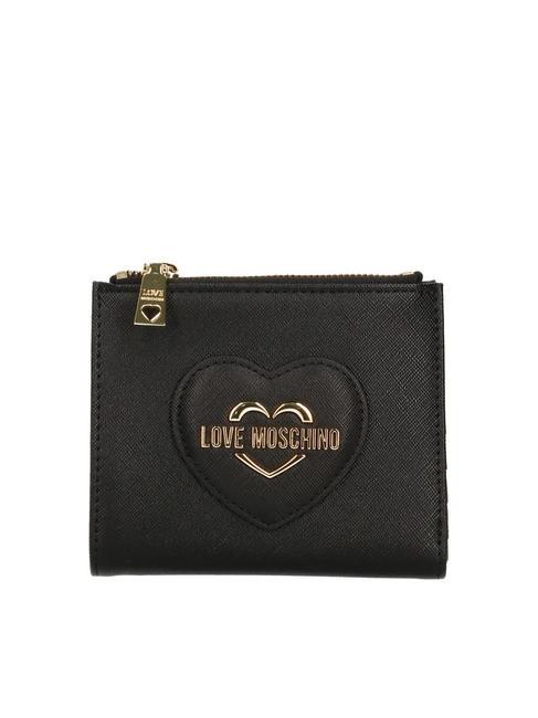 LOVE MOSCHINO BOLD HEART Kleine Geldbörse mit doppeltem Reißverschluss Schwarz - Brieftaschen Damen