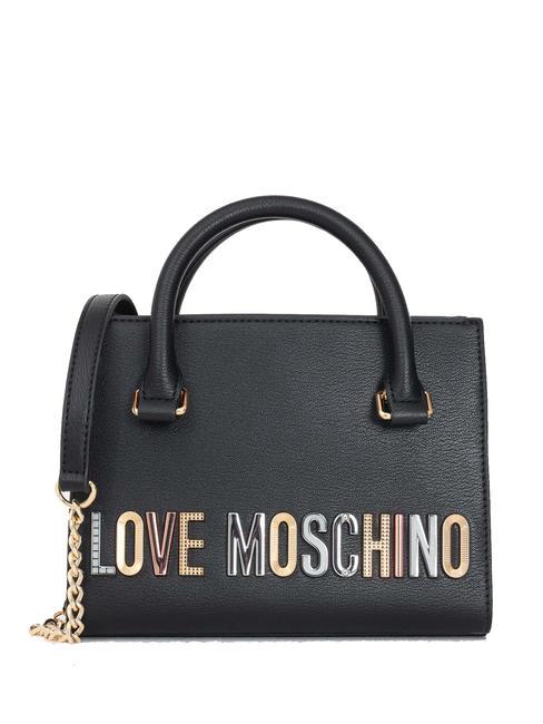 LOVE MOSCHINO BOLD LOVE LETTERING Kleine Handtasche mit Schultergurt Schwarz - Damentaschen