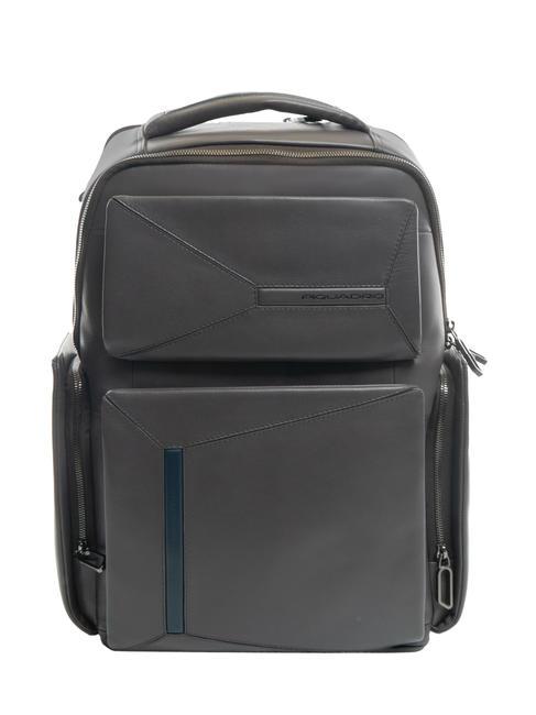 PIQUADRO RHINO  15,6-Zoll-Laptop-Rucksack aus Leder Grau Blau - Rucksäcke