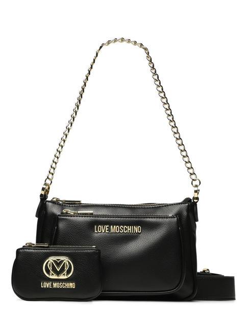 LOVE MOSCHINO METALLIC LOGO Tasche mit Kettengriff und Beutel Schwarz - Damentaschen