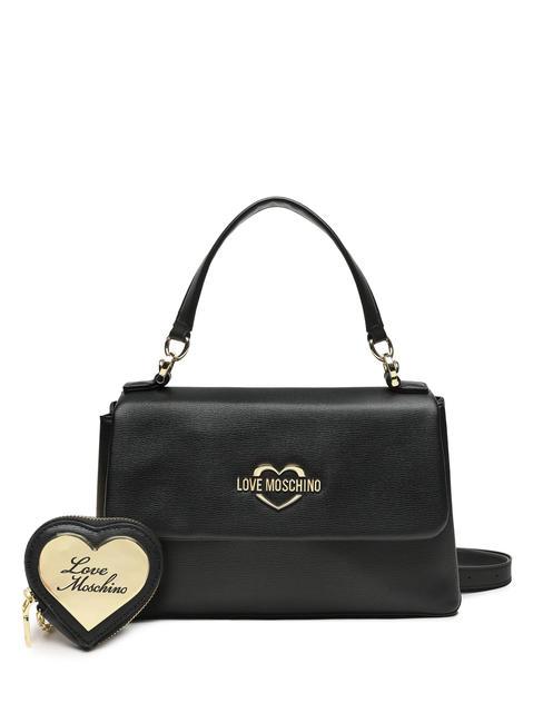 LOVE MOSCHINO METALLIC LOGO Handtasche mit Schultergurt Schwarz - Damentaschen