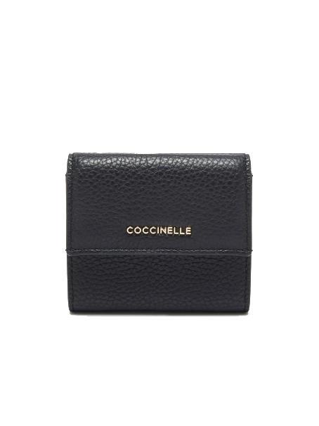 COCCINELLE METALLIC SOFT Portemonnaie aus genarbtem Leder Schwarz - Brieftaschen Damen