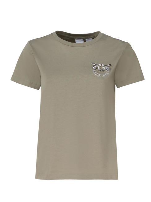 PINKO NAMBRONE T-Shirt mit Schmuckapplikation Vertivergrün - T-Shirts und Tops für Damen