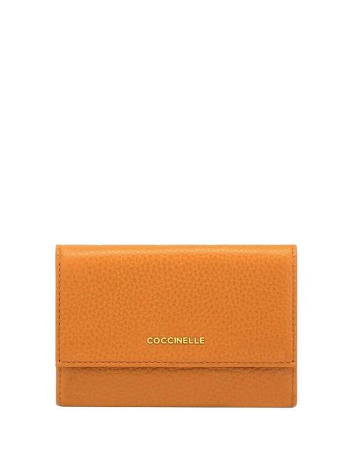 COCCINELLE METALLIC SOFT Bifold-Brieftasche aus gehämmertem Leder Paprika - Brieftaschen Damen