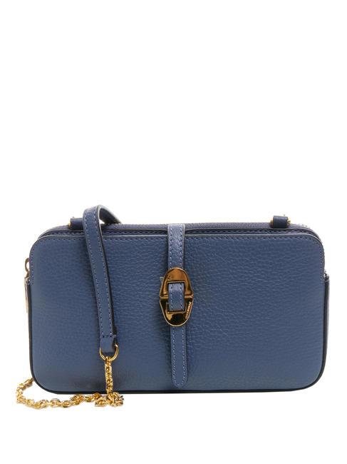 COCCINELLE COSIMA Mini-Tasche aus gehämmertem Leder mit Schultergurt Blaubeere - Damentaschen