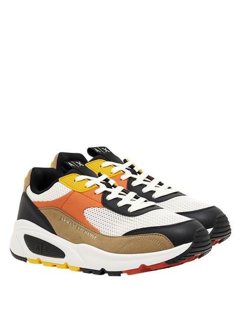 ARMANI EXCHANGE Sneaker running in tessuto tecnico Turnschuhe Holz+Schwarz+Orange - Herrenschuhe