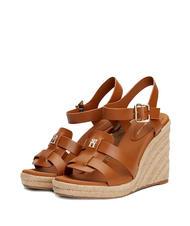 TOMMY HILFIGER TH Hohe Espadrilles-Keilsandalen aus Leder - Damenschuhe