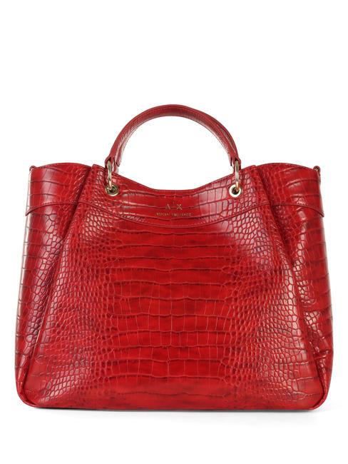 ARMANI EXCHANGE CROCO PRINT Handtasche mit Schultergurt Rubinbrechung - Damentaschen