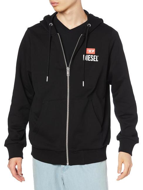 DIESEL S-GIRK Sweatshirt mit durchgehendem Reißverschluss und Kapuze Schwarz - Sweatshirts Herren