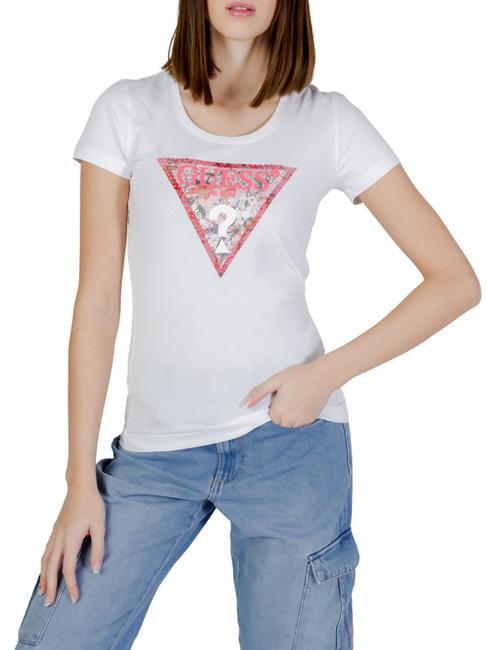 GUESS SATIN T-Shirt aus Stretch-Baumwolle purweiß - T-Shirts und Tops für Damen