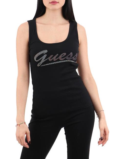 GUESS LOGO GLITTER Tanktop aus Baumwolle jetbla - T-Shirts und Tops für Damen