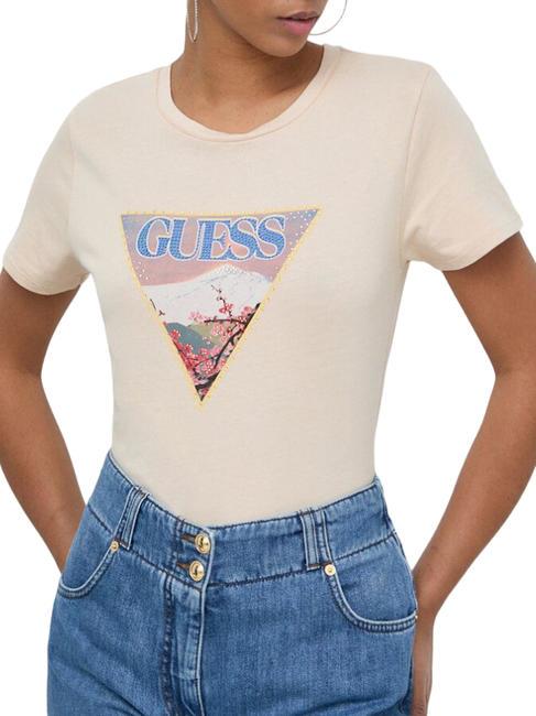 GUESS FUJI EASY  Baumwoll t-shirt ruhiger Sand multi - T-Shirts und Tops für Damen