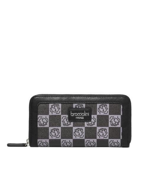 BRACCIALINI MONOGRAM Große Geldbörse mit umlaufendem Reißverschluss Schwarz - Brieftaschen Damen