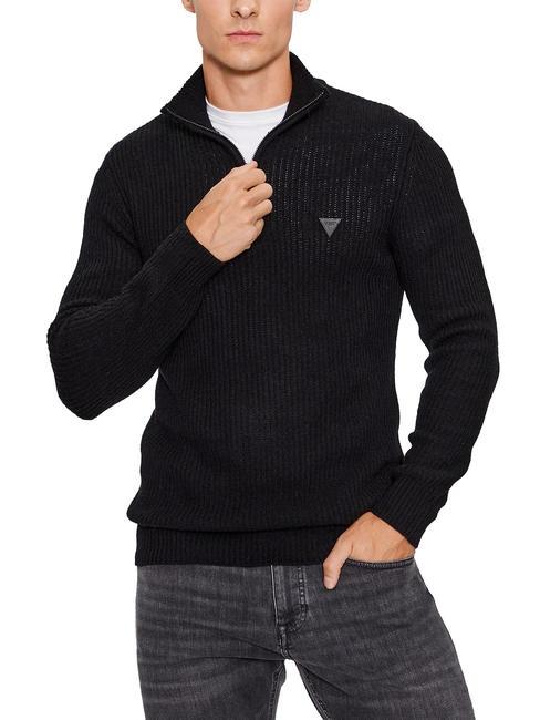 GUESS ARIC Pullover mit Stehkragen aus Wollmischung jetbla - Herrenpullover