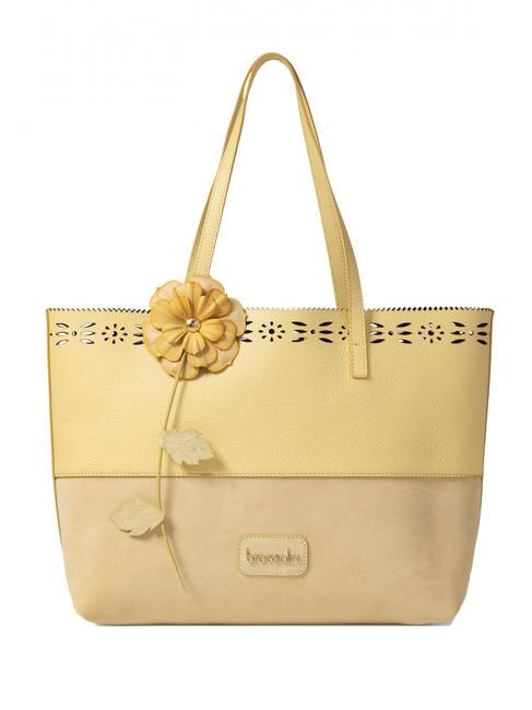 BRACCIALINI SARA Einkaufstasche aus Leder Gelb - Damentaschen